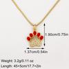 Nidin Fashion Cute Cat Paw Shape Charm Pendant Necklace For Women Female Love Heart Full Shine Zircon DIY Jewelry Accessories