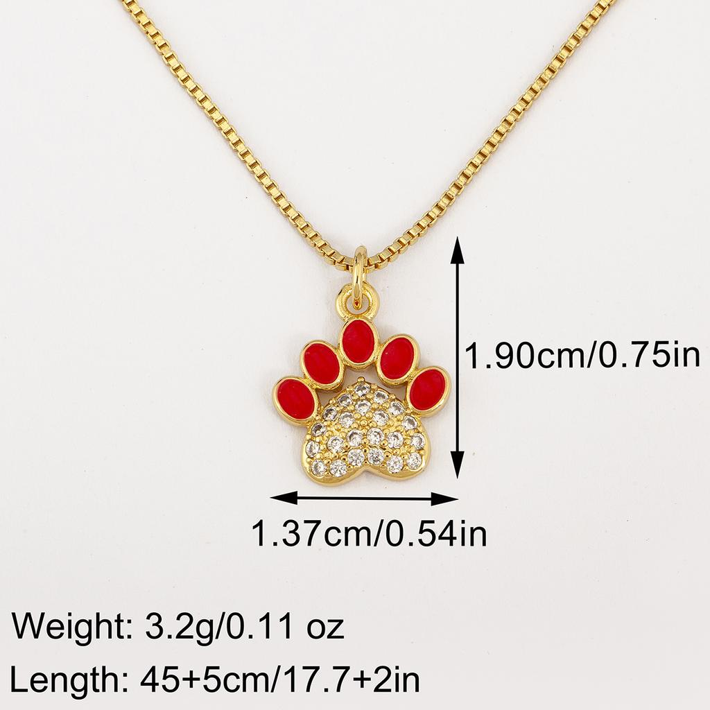 Nidin Fashion Cute Cat Paw Shape Charm Pendant Necklace For Women Female Love Heart Full Shine Zircon DIY Jewelry Accessories