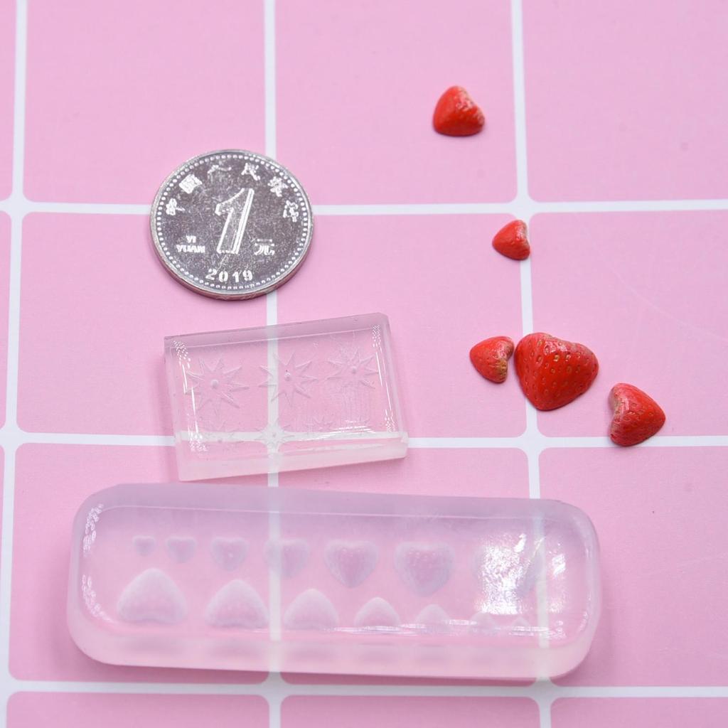 3D Mini Heart Strawberry Silicone Mold for Clay and Food DIY Projects