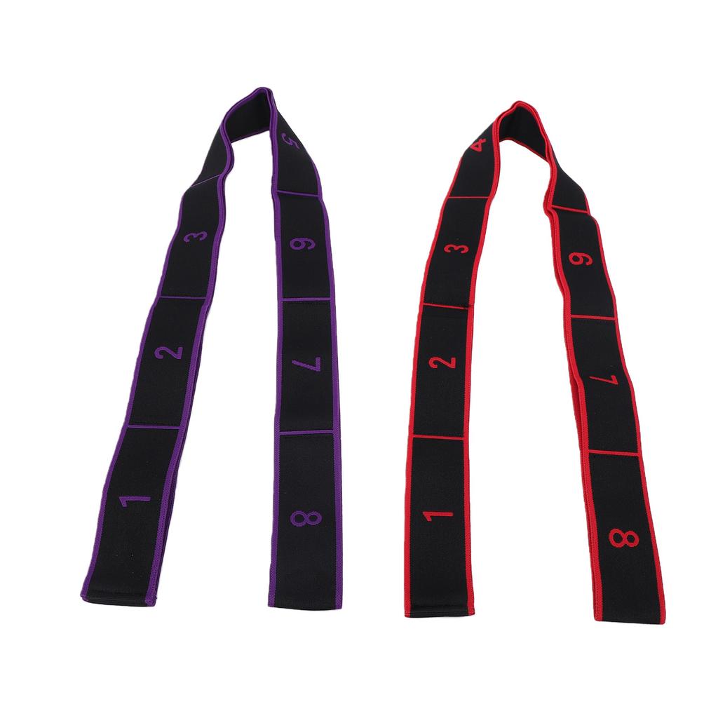 2PCS Number Stretch Resistance Band 8 Section Elastic Fitness Resistance Band for Stretching and Yoga