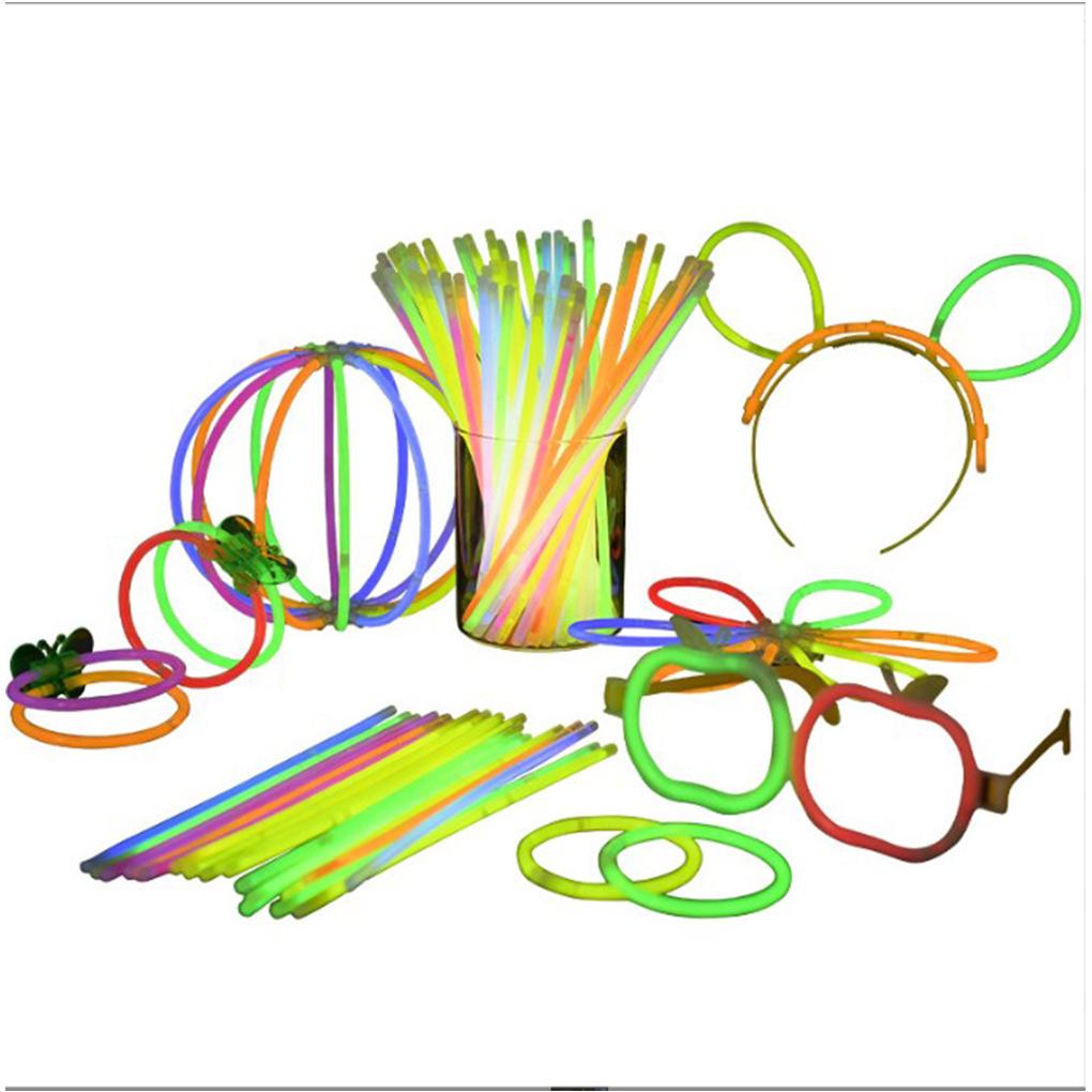 100 Pieces Glow Stick Luminous Portable 5 Colors Single-use Outdoor Party Glowstick Decoration Accessories with Connectors