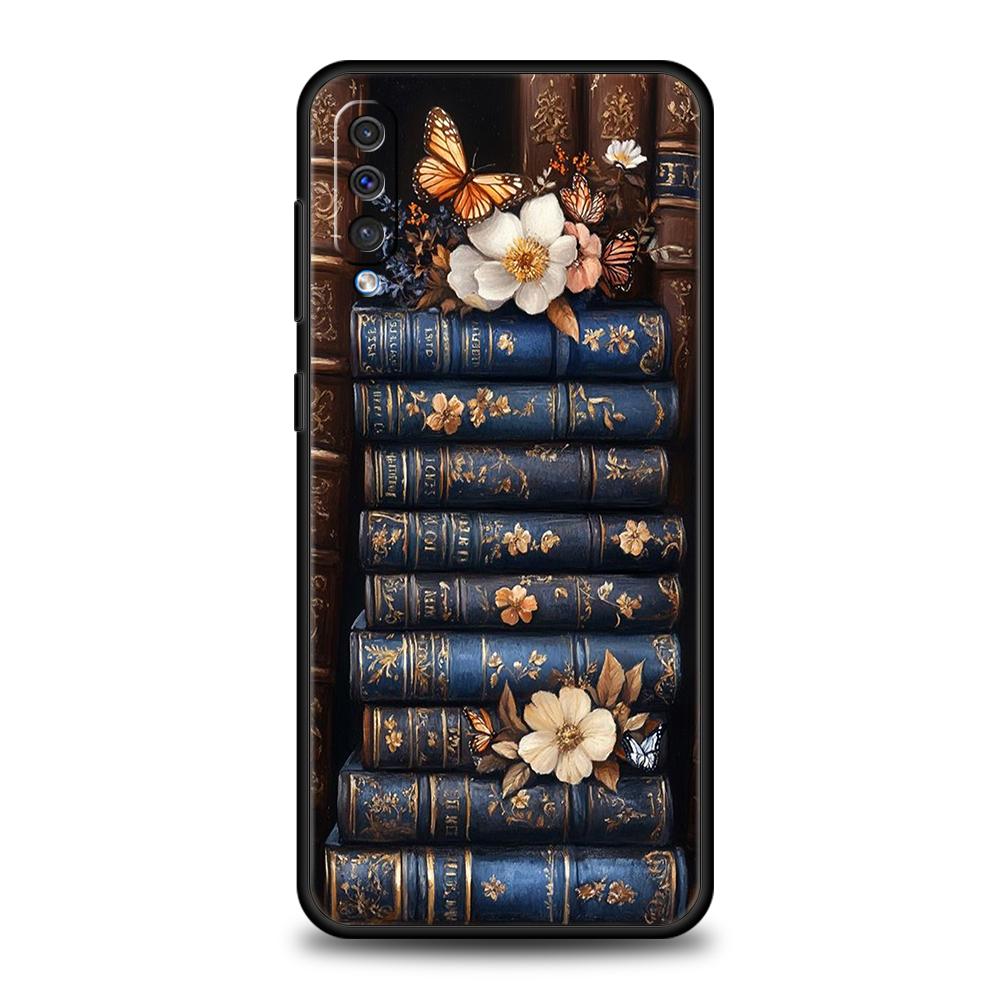 Vintage  Bookcase Painted Phone Case for Samsung Galaxy A54 A42 A34 A24 A22 A16 A14 A12 A02 A03 A70 A50 A40 A30 Soft TPU Shell