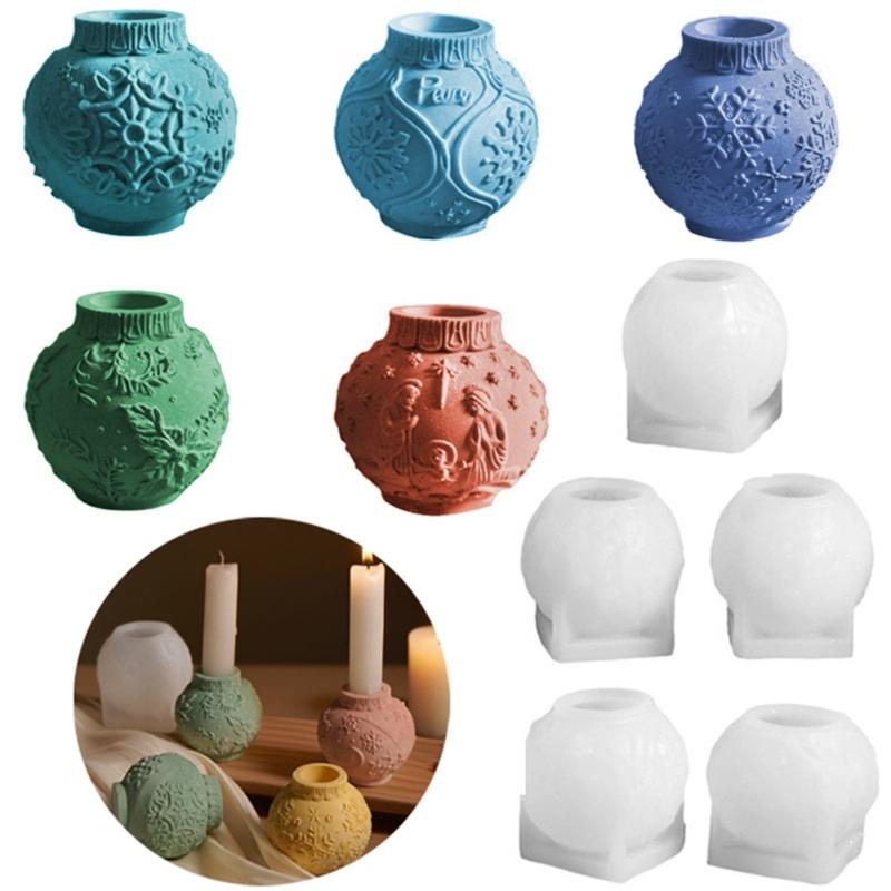 Schneeflockengeprägte Kugel Silikon Kerzenständerformen zur Herstellung von Kerzenhaltern Seife Feiertagsdekoration Epoxidharz