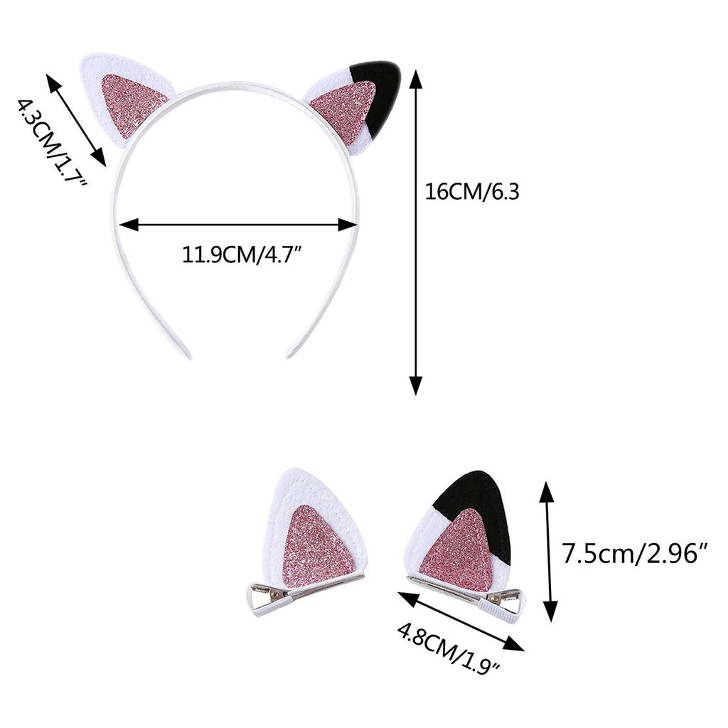Cute Anime Cat Ear Headband for Make Up Cosplay Costume Hair Clip Halloween Party Headdress Women Face Washing Headwear