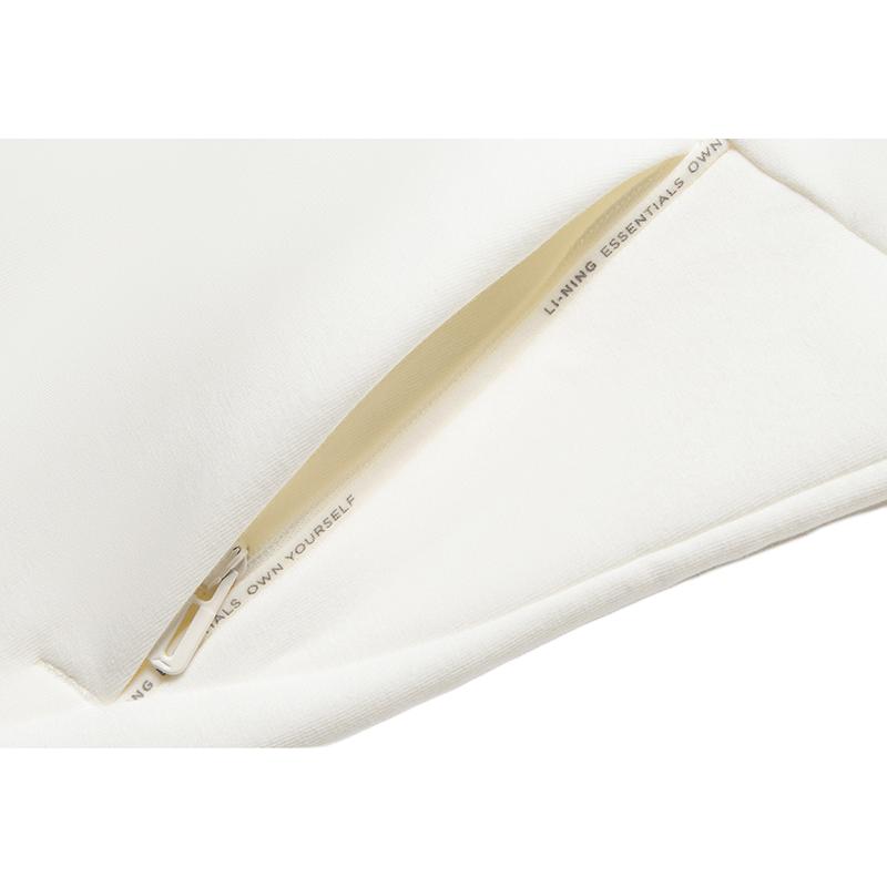 Li-Ning Fitness Series Solid Color Logo Print Hooded Long Sleeve Sweatshirt Women sweatshirt Off-White AWDS780-1