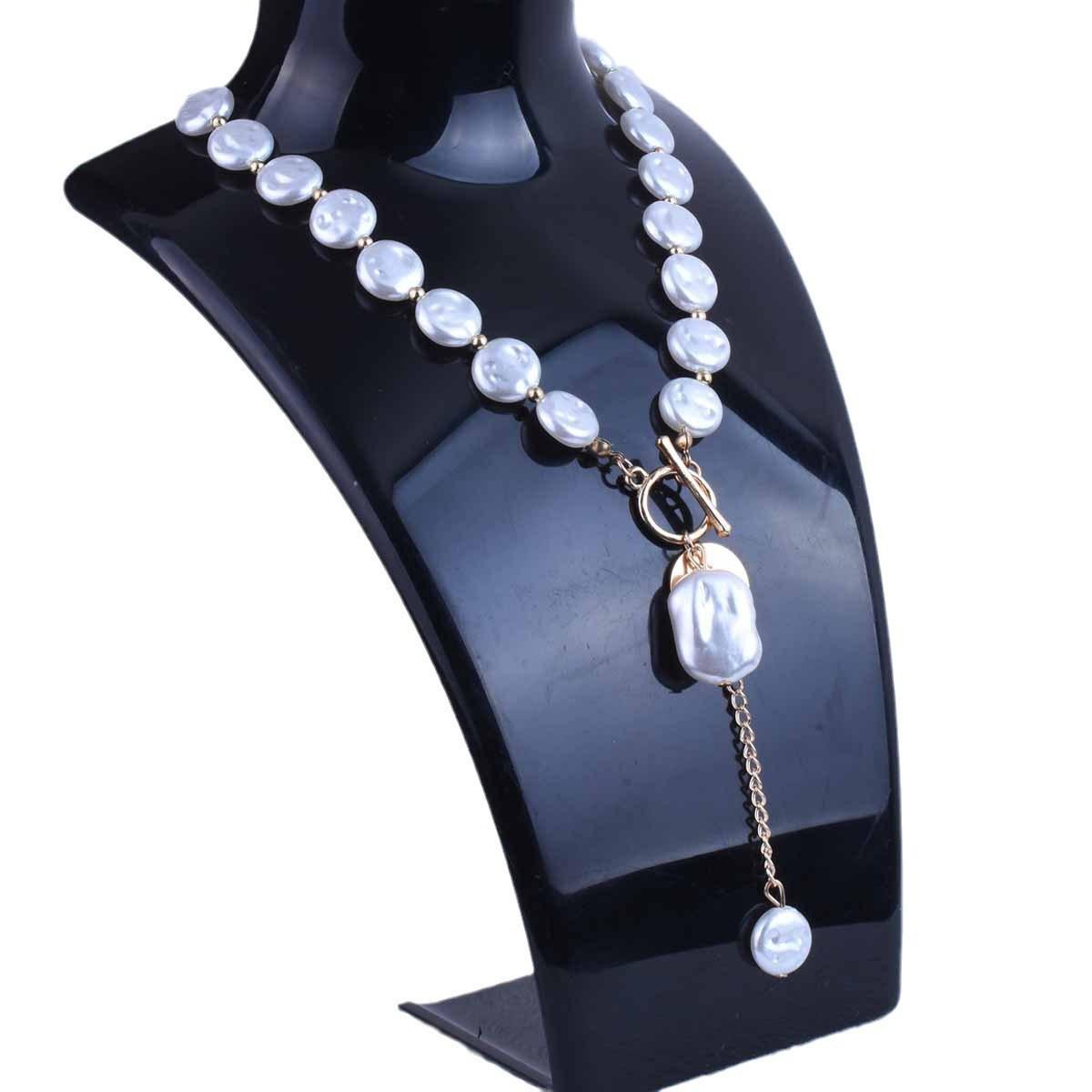 Versatile Cross-Border Baroque Faux Pearl Tassel Necklace золотой