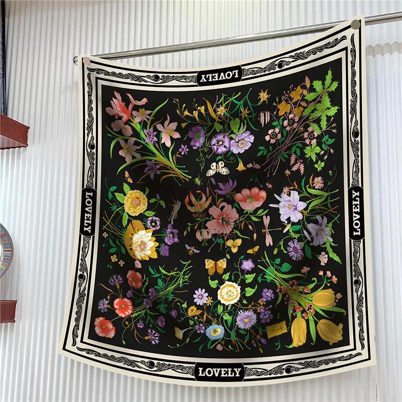 New Year Gift 90cm Large Square Scarf Scarf Women'S Scarves Spring And Autumn Style Fashion Shawl European American Twill Print