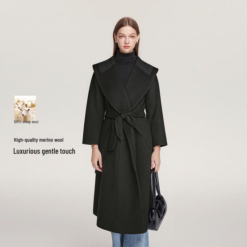 FivePlus Women's Mid-Length Wool Blend Lapel Coat