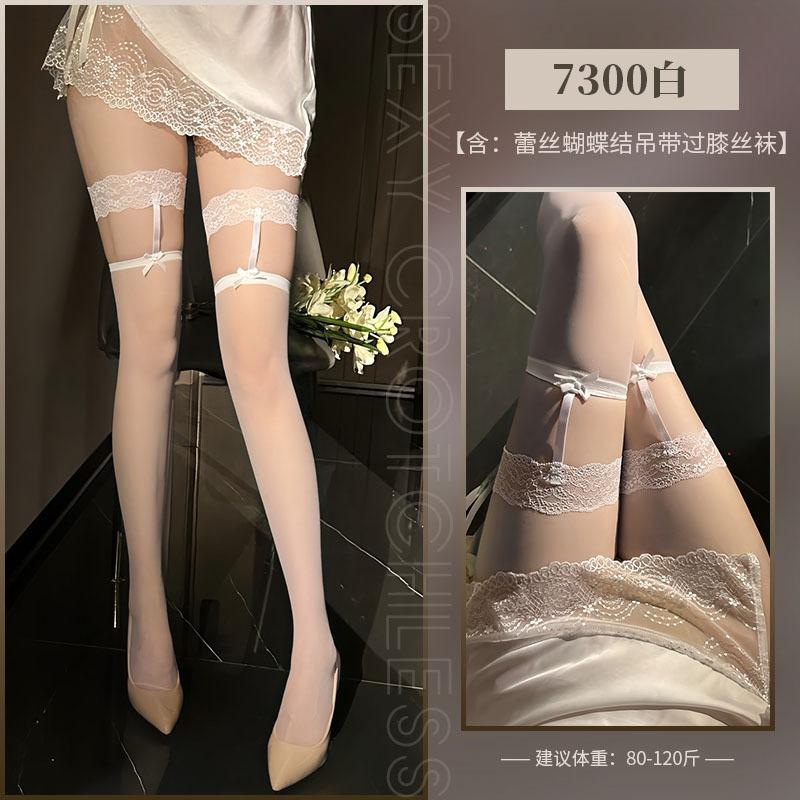 Sexy Lace Bow Decor Over Knee Sheer Stockings For Women Intimate Wear