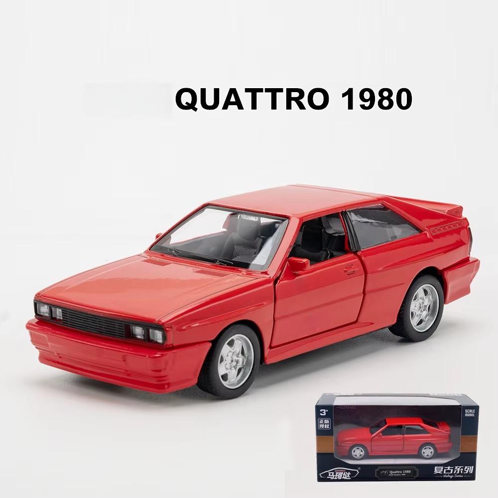 1/36 Scale Quattro 1980 Alloy Car Models Toy Diecasts Vehicles Model Doors Opened Pull Back Sport Car for  Kids Gift