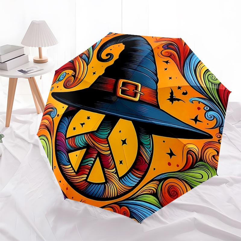 1pc Stained Glass Tree of Life Auto Open Close Umbrella, Portable Folding Design with 8 Bones Iron Frame, Outdoor Umbrella for Fans, Travelers, Daily