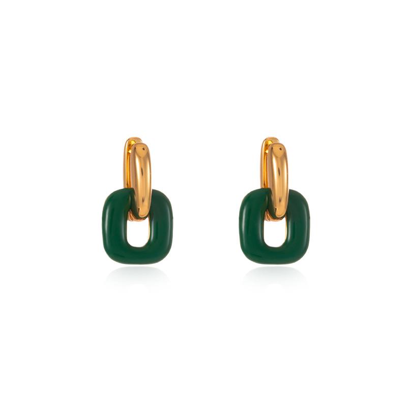 Square chain ring, high-end earrings, earrings, light luxury fashion, minimalist commuting, niche design, fashionable and versatile earrings, women