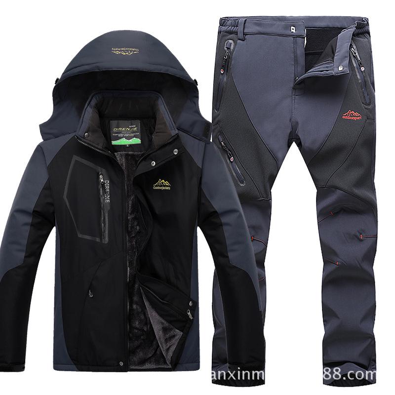 Outdoor Jackets Men 'S Winter Plus Velvet Thicken Gore -Tex Set Cotton Jacket