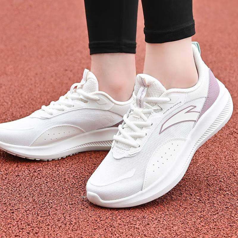 Anta Cushioned Slip Resistant Rebound Low Top Casual Running Shoes Women's White Purple Sneakers 922345512-1