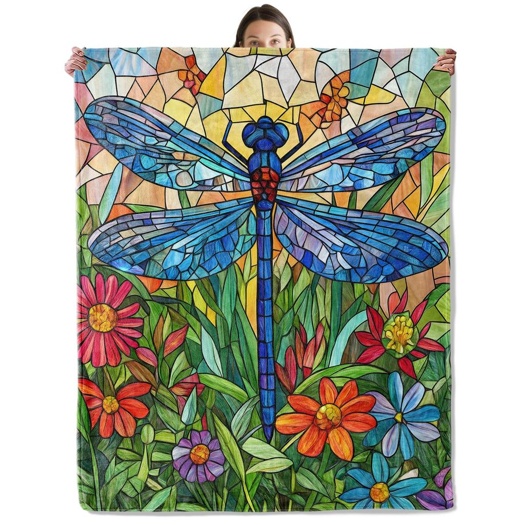 Dragonfly Throw Blanket Ultra Soft Cozy Lightweight Fuzzy Plush Flannel Fleece Blanket for Chair, Bed, Couch, Office & Travel