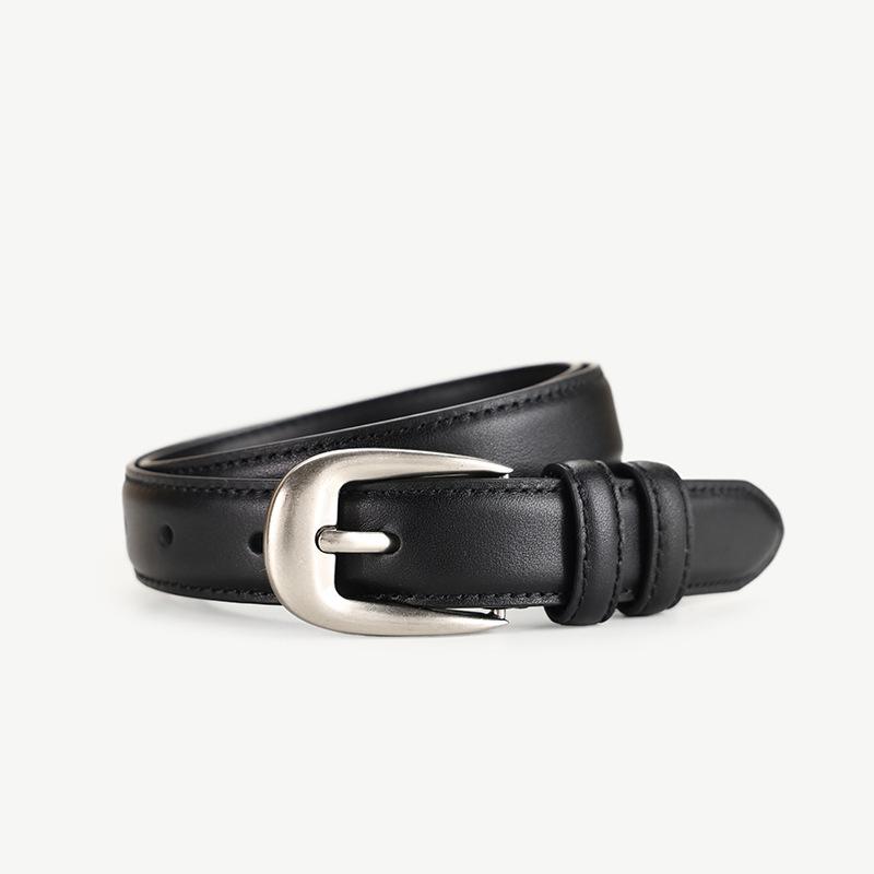 

Women s leather belt - black belt - new buckle design - unique pant strap чёрный