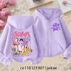 2025 New Purple Jacket Boys' and Girls' Sportswear Children's Top Hoodie KPop Devil Hunter Zipper Hoodie