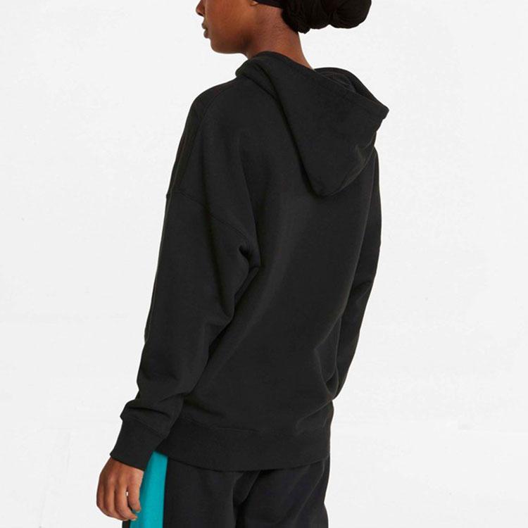 Puma Downtown Logo Print Vintage Casual Hoodie Women Hoodies Black 535388-01