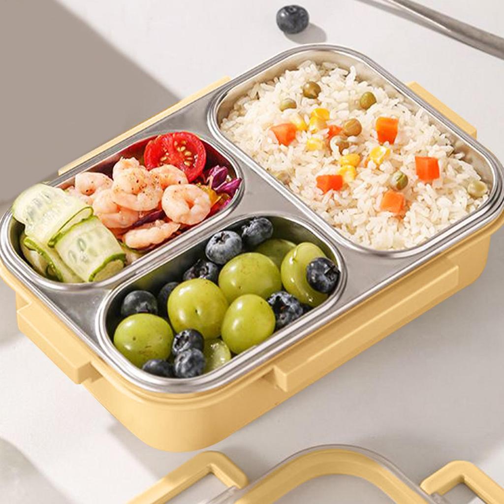 Kids Lunch Box Containers Stainless Steel Dinner Box Leak Proof 3-Compartment Lunch Case For Kids Airplane School Kindergarten