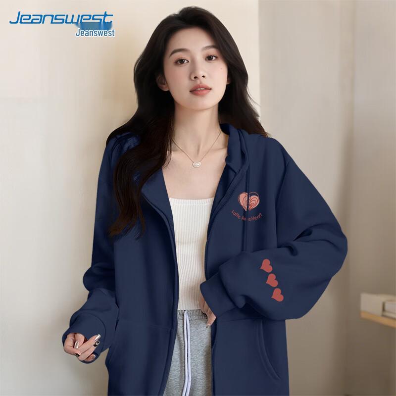 Jeanswest Women's Loose Fit Zip-Up Hoodie