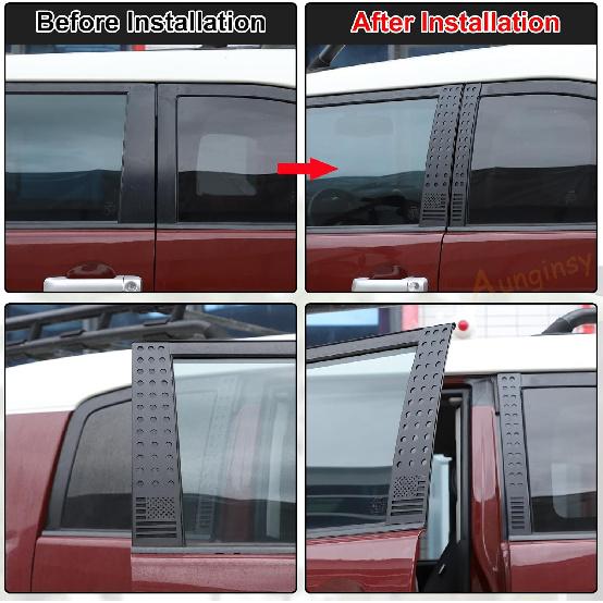 Car Door Window Centerpillar Honeycomb Trim Cover Fit Toyot@a FJ Cruiser 2007-2024 Exterior Side Door Window Center Pillar Post Molding Decorative