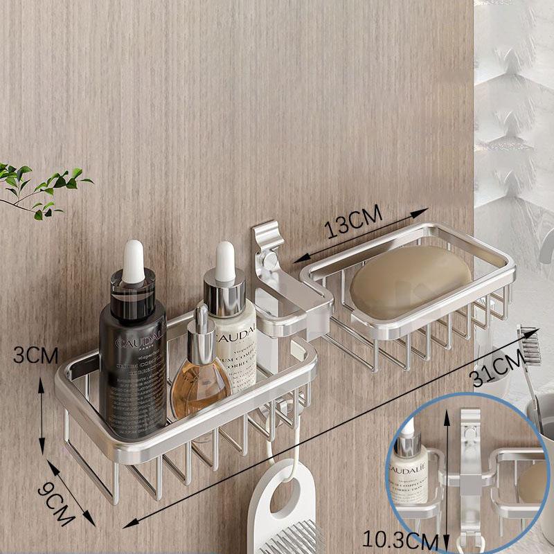 

Коробка для мыла, настенный держатель для мыла, полки для ванной комнаты без отверстий, алюминиевый слив, креативные присоски для ванной комнаты, дом Horizontal two layers