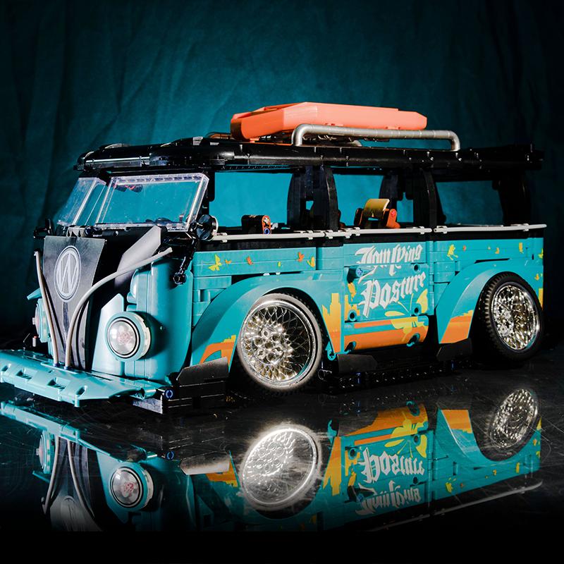 Technical The Refitted Vehicle Camper Van T1 Bus Building Block Brick Children's Toy Birthday Gift