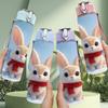 1PC White Rabbit Red Scarf Winter Print 750ml Color Plastic Sports Water Bottle Leakproof Flip Straw Lid Suitable for Sports Office Home Use