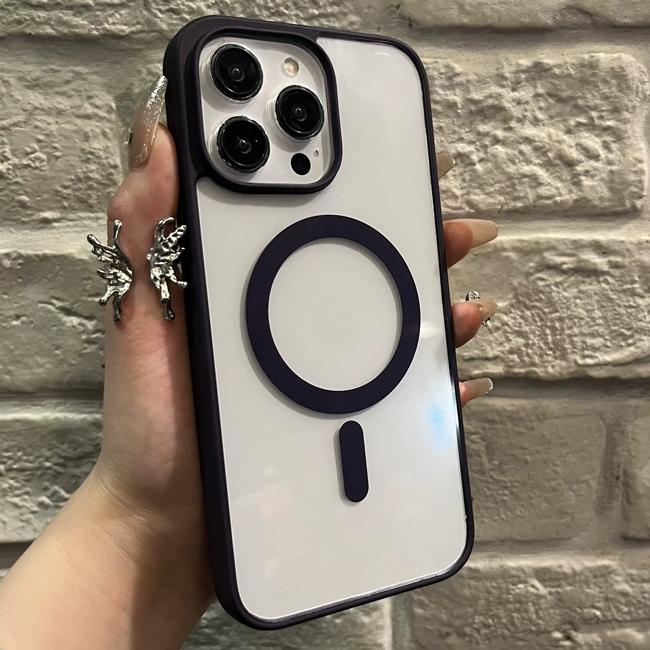 For Magsafe Wireless Charge Case For iPhone 11 12 13 14 15 Pro X XR XS Max 7 8 Plus Magnetic Bumper Transparent Cover