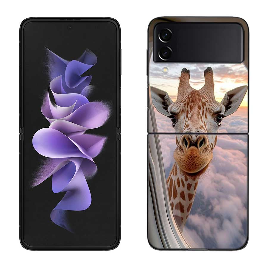 Žirafy Mají Dlouhé Krky Pouzdro Na Telefon Pro Samsung Z Flip 7 6 5G Galaxy Z Flip 5 4 3 Černé Pevné Kryt Buněčného Telefonu Luxusní PC Skořápka Coque