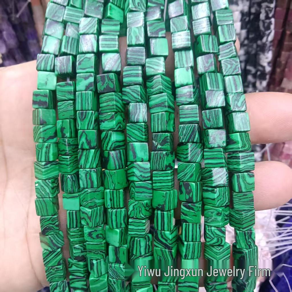 6x6mm Quadratische Rosenquarz-Achat-Perlenkette - Naturstein DIY-Zubehör