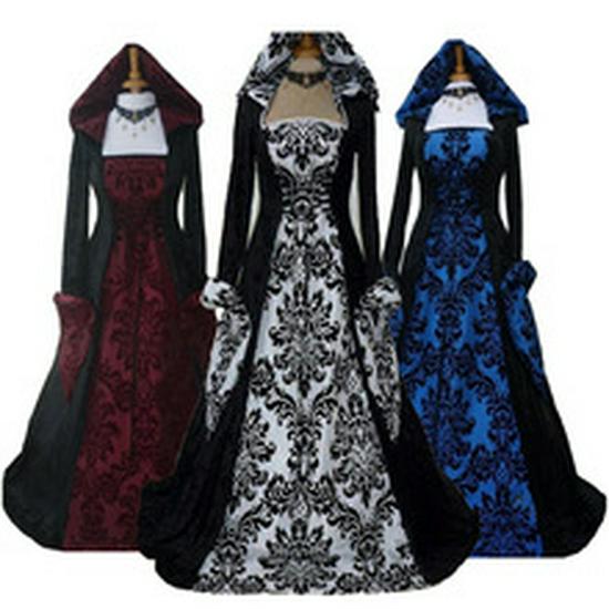 Abito Medievale-Retro Europeo Taglie Forti in Velluto con Lacci (S-5XL)