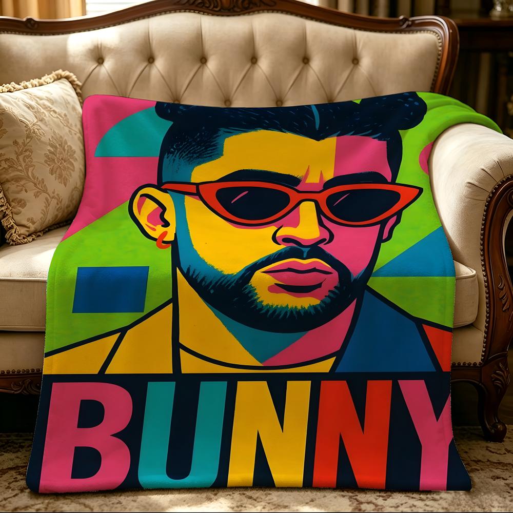 Music B-Bad Bunny-y Throw Thick Comfort Flannel Quilt, Multi-scene Use Indoor Outdoor Daily Nap