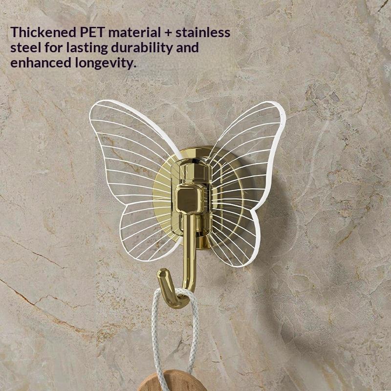 Butterfly Shaped Self Adhesive Wall Hooks No Drill Up To 8KG Load Bearing Hangers for Bathroom Kitchen Coat Towel Hanging