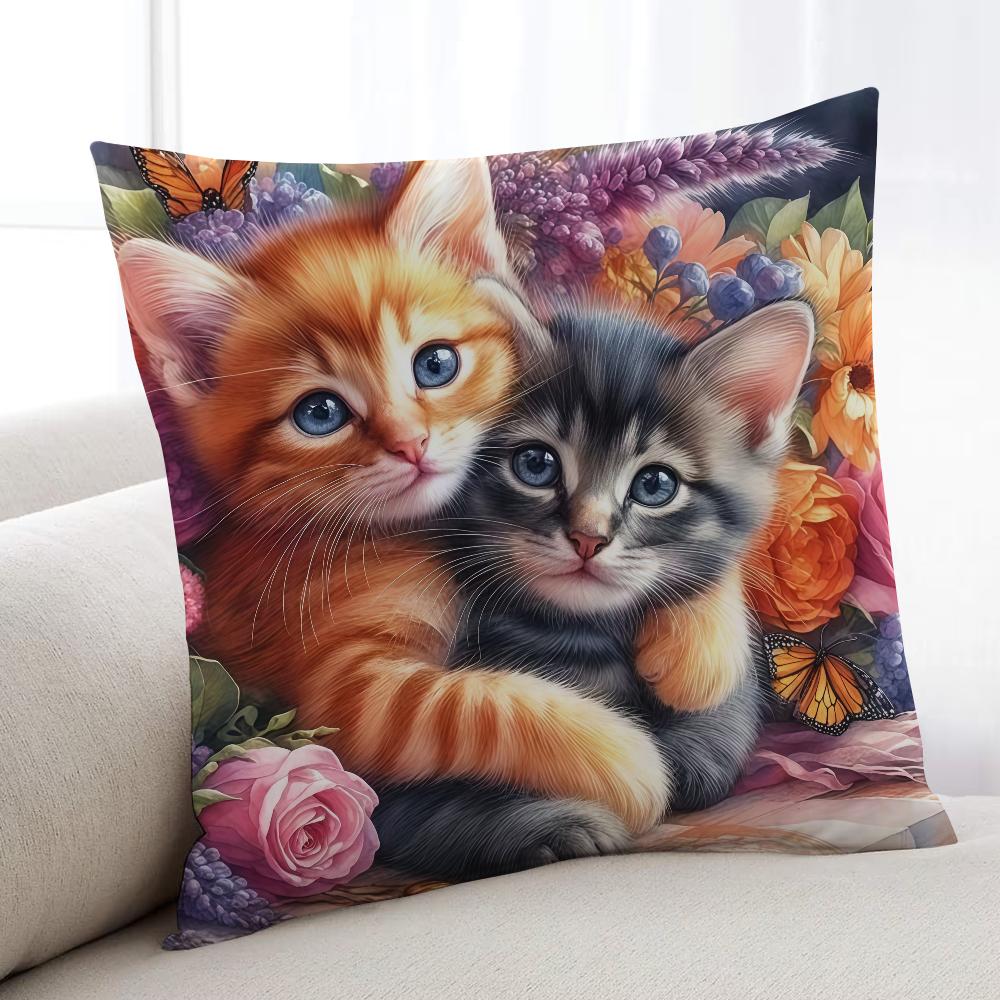 Cute Cat Flower Bird cushion cover Home Bedding Sofa living Room pillowcase Simple Soft Skin Cushion Cover Party Gift