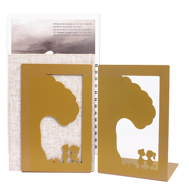 Creative Wrought Iron Metal Book Storage Rack and Personalized Hollowed-Out Bookends