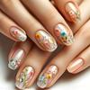 24pcs False Nail With Flower Pattern Friendly Stick On Nail Press On Nail Quick Application Fashion Nail Art for Women