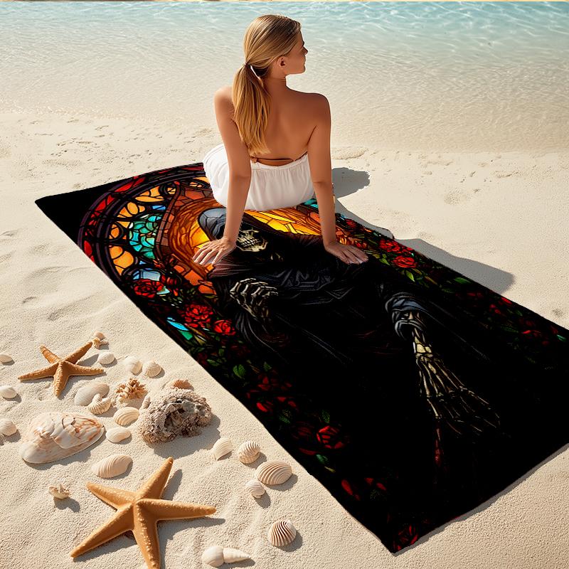 1Pc Gothic Glass Reaper Beach Towel Quick Dry Multiuse For Beach Pool Gym Yoga Home Travel Christmas Halloween Xmas Gift G13