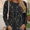 Women's T-shirt with 3D Floral Print and Fashionable Long Sleeves