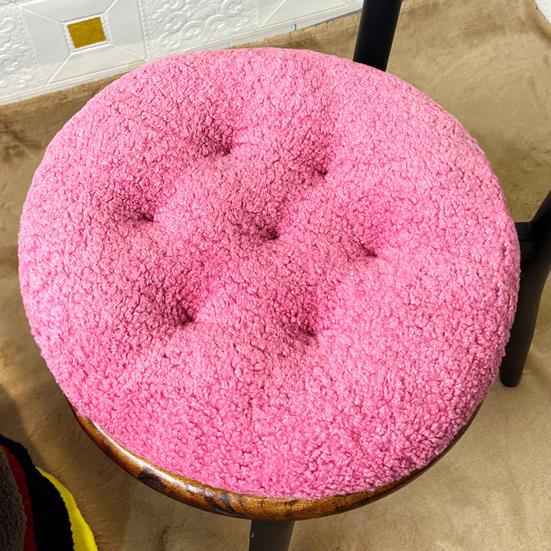 Seat Cushion Round Futon Design Furry Short Plush Surface Extra Thick Chair Floor Cushion Anti-Slip Design Solid Color Chair Cushion