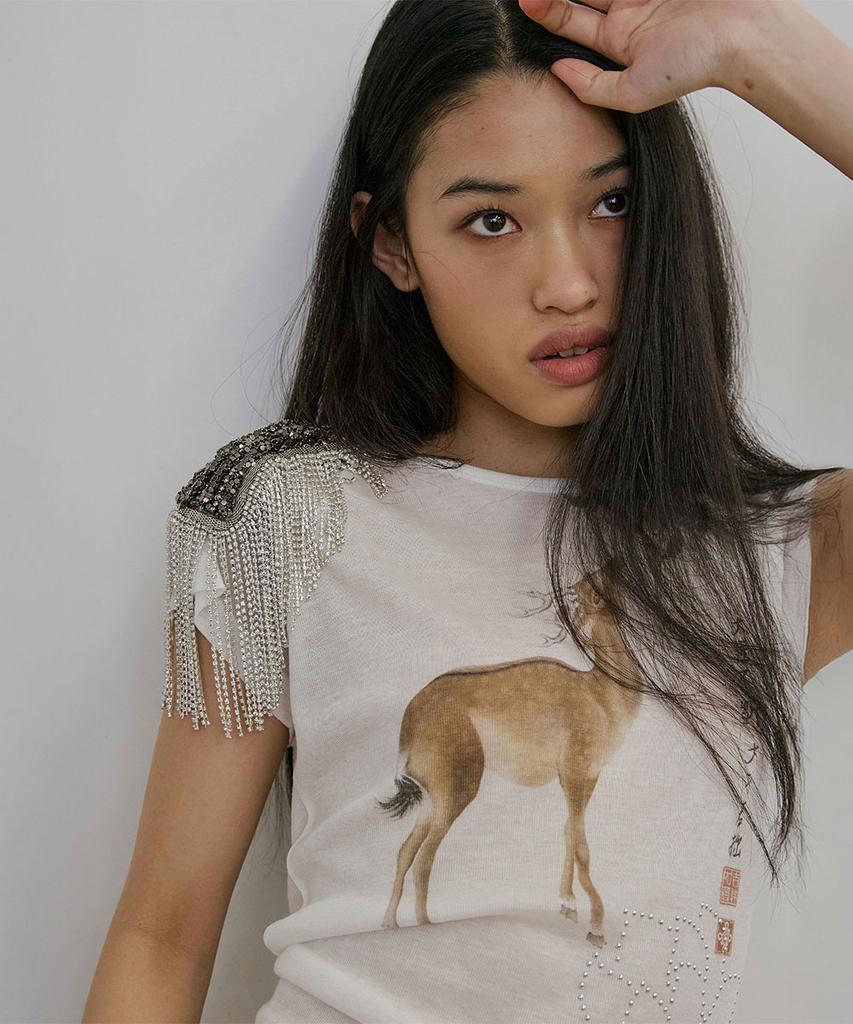 SCULPTOR Zen Deer Tee White