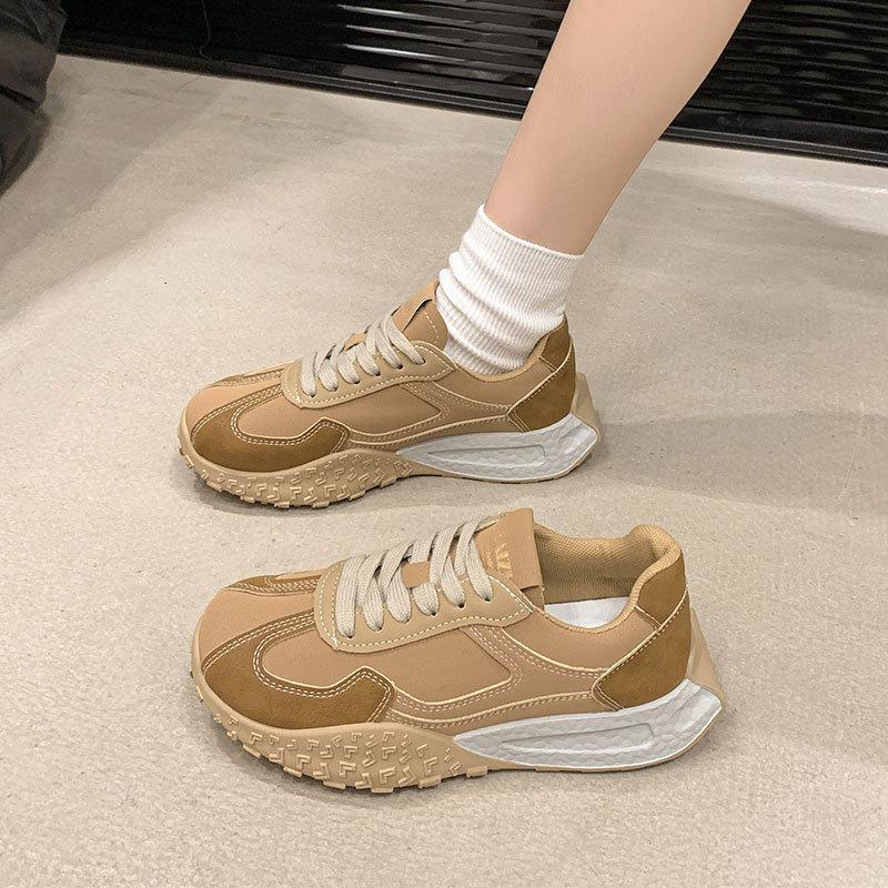 Spring and Autumn New German Training Shoes Women's Platform Inner Height Increase Small Versatile Forrest Gump Casual Sports Shoes Short Music