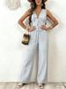 European & American Sleeveless Lace-Up Vest and Wide-Leg Pants Solid Color Two-Piece Set