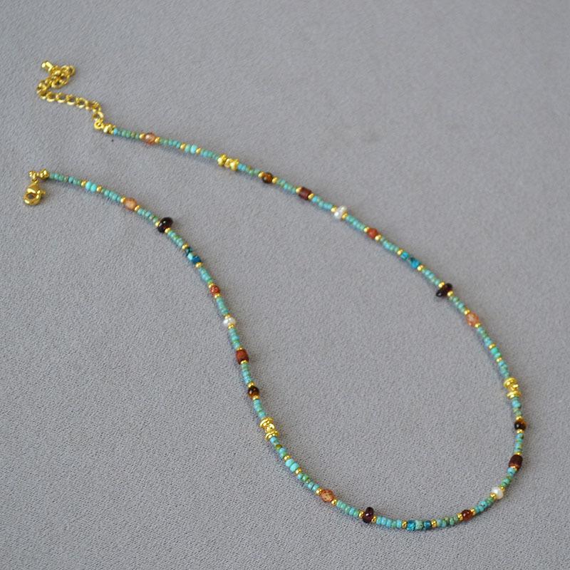 

Винтажное искусство Неправильное барочное бирюзовое ожерелье с бусинами