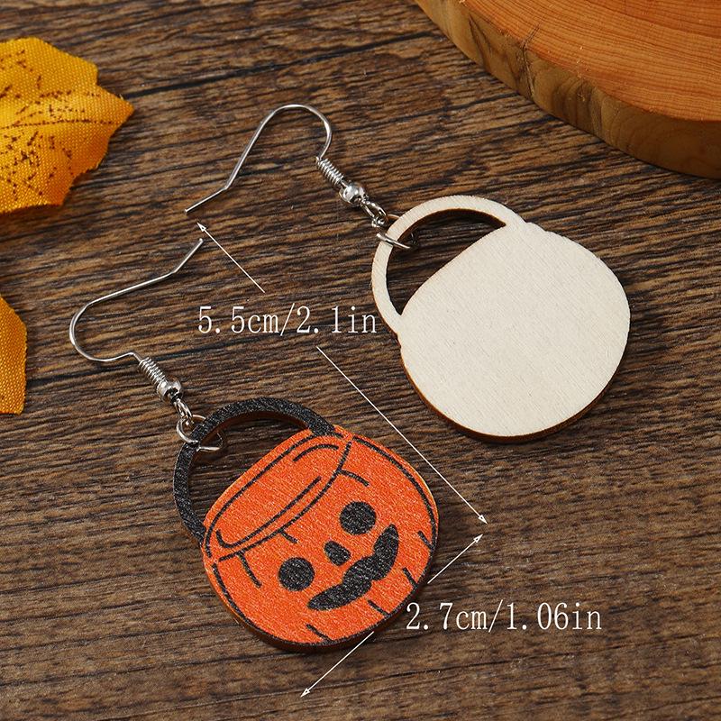European & American Halloween Pumpkin Cat Candy Basket Earrings