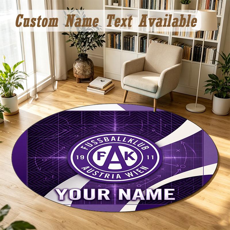 Round Rug Custom NameAustria Wien FC Pattern Non Slip Carpet Home Floor Decor