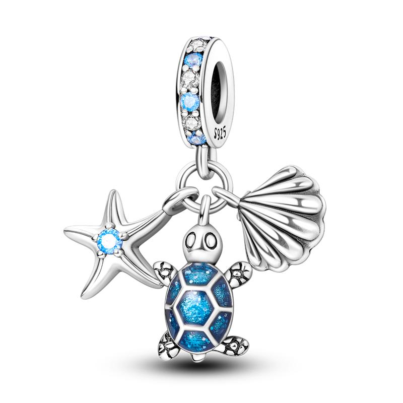 

Blue Series Copper Metal Charm Bead Components Pendant Bead Components Compatible With Authentic Original Bracelet High Quality Fine Jewelry Do It