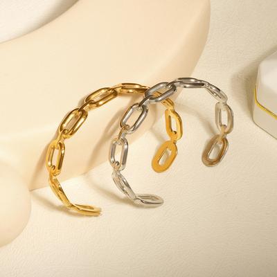 316L Stainless Steel Women Bangles Fashion Square Link Hollow Out Bangle Vintage Gold Color High Quality Jewelry Gift