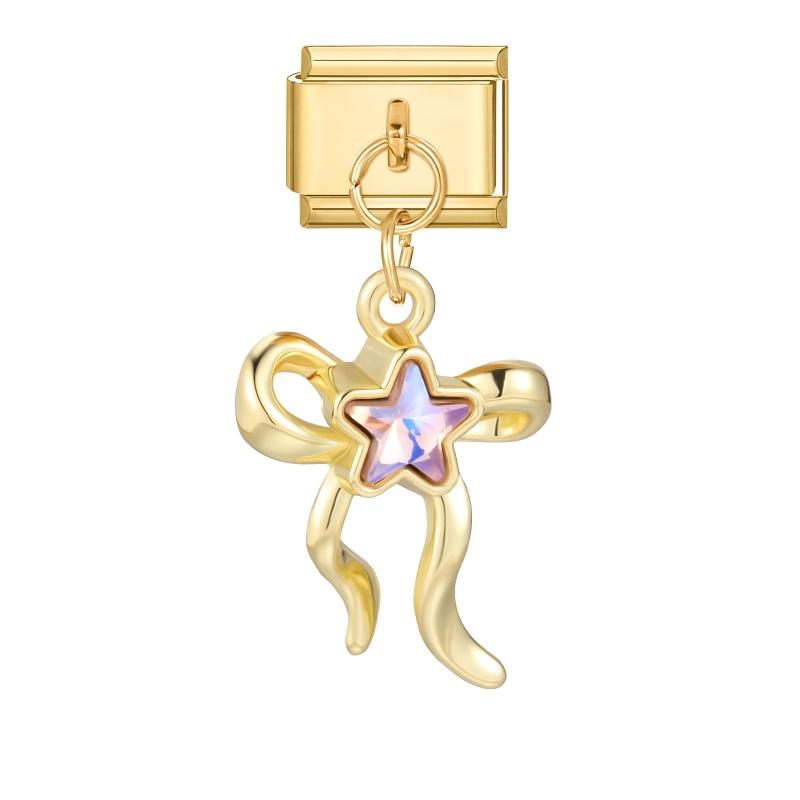 Zircon Eyes Star Heart Starfish Moon Gold Color Pendant Italian Charm Links Fit 9mm Bracelet Stainless Steel DIY Jewelry Gifts
