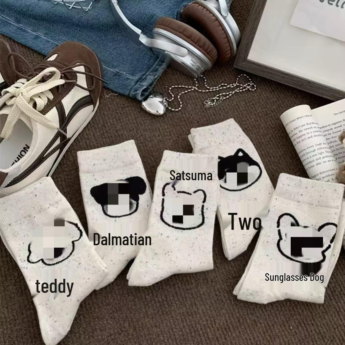 

Модные женские носки до середины икры из меланжевой пряжи - Милый японский стиль для весны и осени, Универсальные студенческие спортивные длинные носки Samoyed